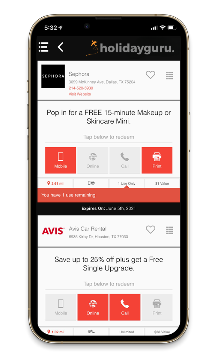 Member app showing local deals